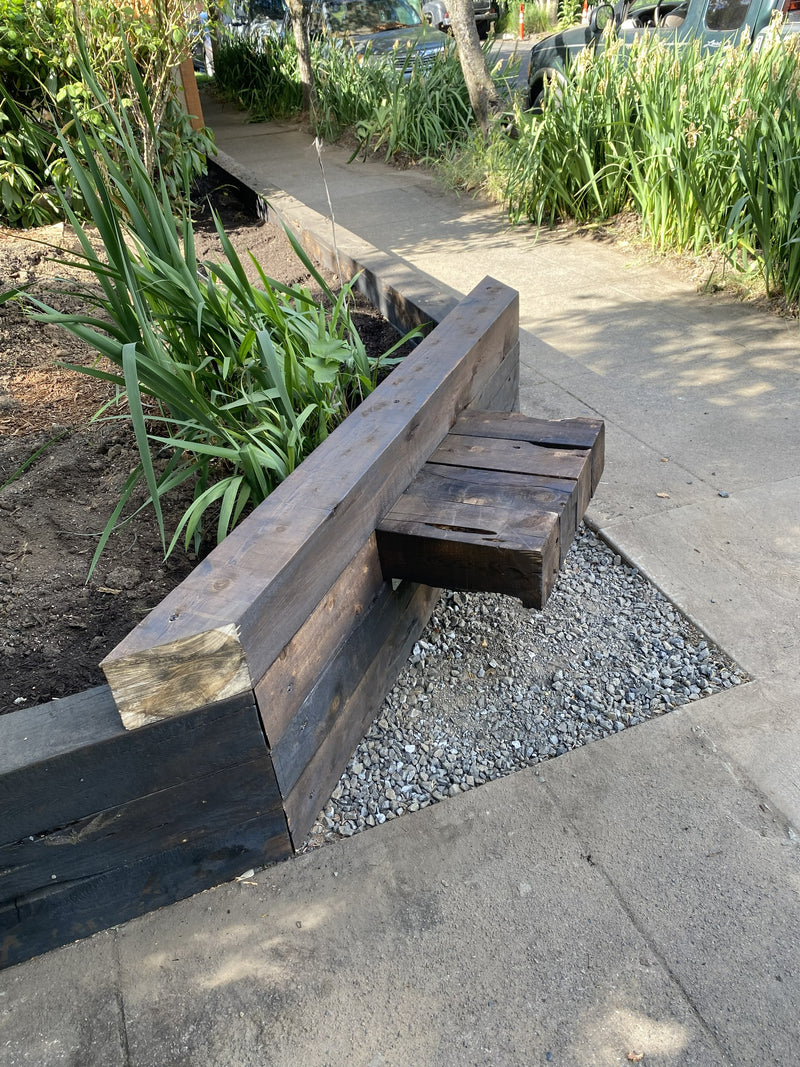 Retaining wall with built in bench // Portland, OR